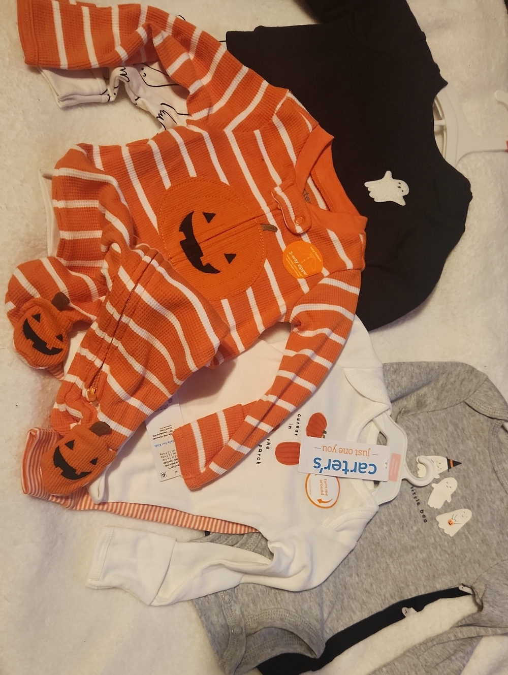 Baby Carter's Pumpkin, And Ghost, Halloween, Onesies, 2 Pieces Set Sz NB